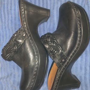 Black Leather Clogs/Mules by Nurture